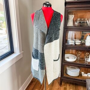 Staccato Colorblock Boho Artsy Open Front Knit Vest Size M